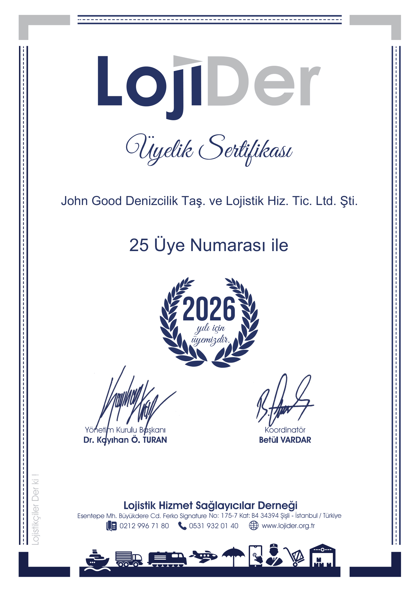 Denholm Good Logistics Sertifika 6