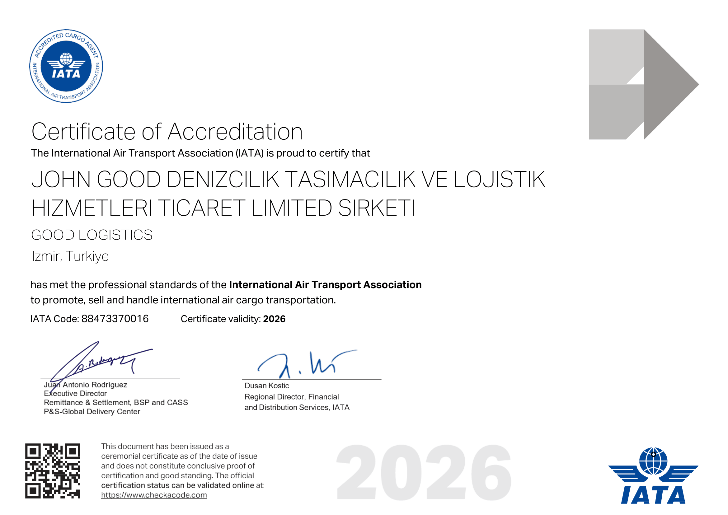 Denholm Good Logistics Sertifika 9